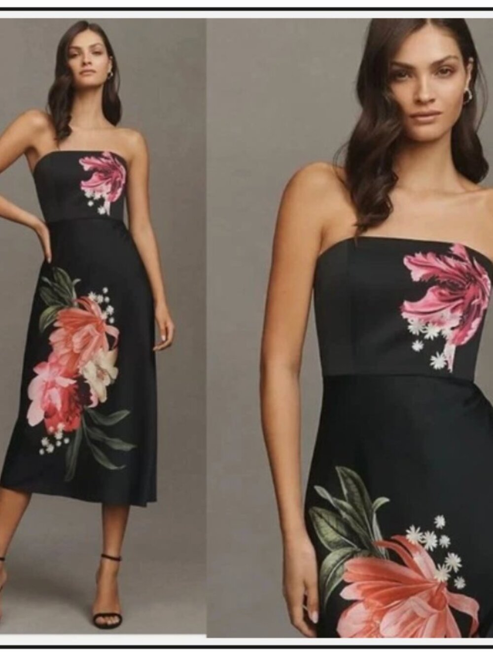 BHLDN x Anthropologie Lyla strapless side-slit satin midi dress
